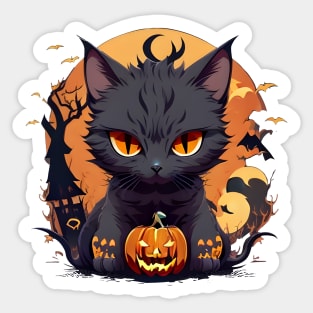 Halloween Pumpkin Cat Sticker